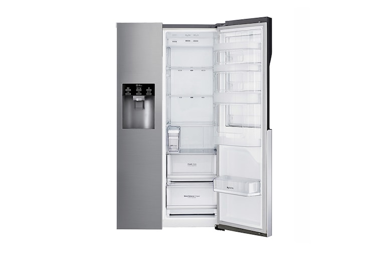 LG Side-by-Side mit Door-in-Door® |  Eis-, Crushed Ice- und Wasserspender  | 606 Liter Kapazität | Energieeffizienzklasse F | Interner Wassertank 4L | Steel | GSJ561PZUZ, GSJ561PZUZ